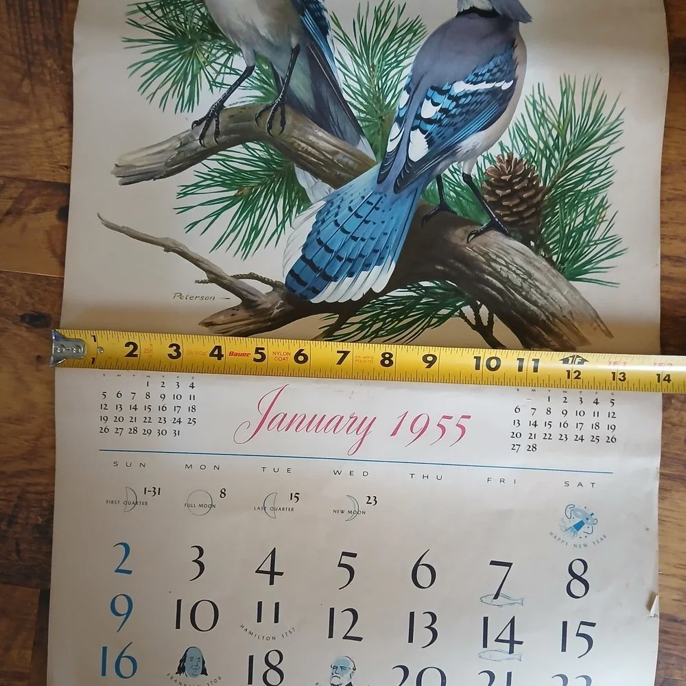 Vtg 1955 Birds Of Our Land Advertising Calendar Morrell Pride Meats Recipe READ